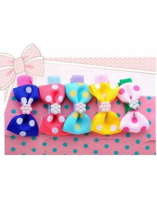 Polka Dots Colourful Ribbon Bow Hair Clips (2pcs /Set)